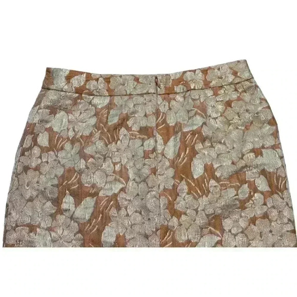NWT Talbots Size Petite 4 Peach Gold Metallic Party Brocade Pencil Skirt - Picture 8 of 9